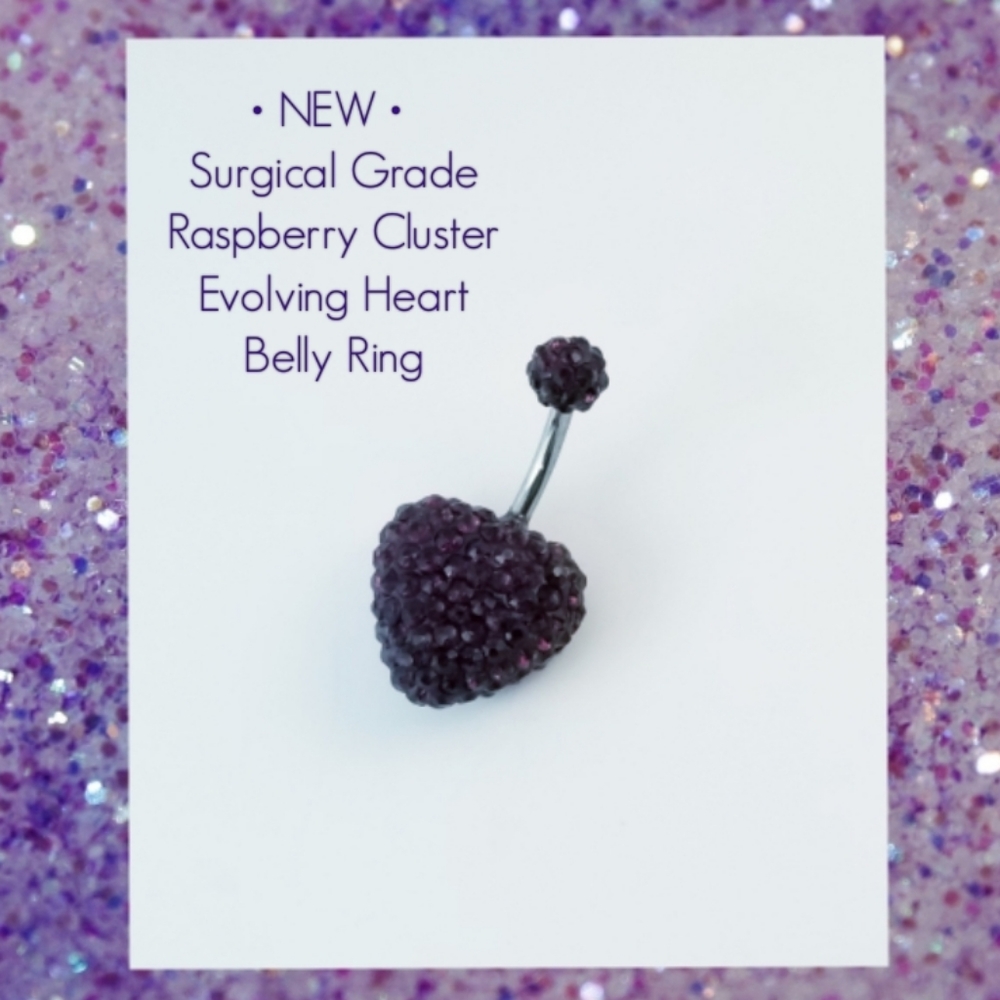 5/$10 | Raspberry Cluster Heart Belly Ring